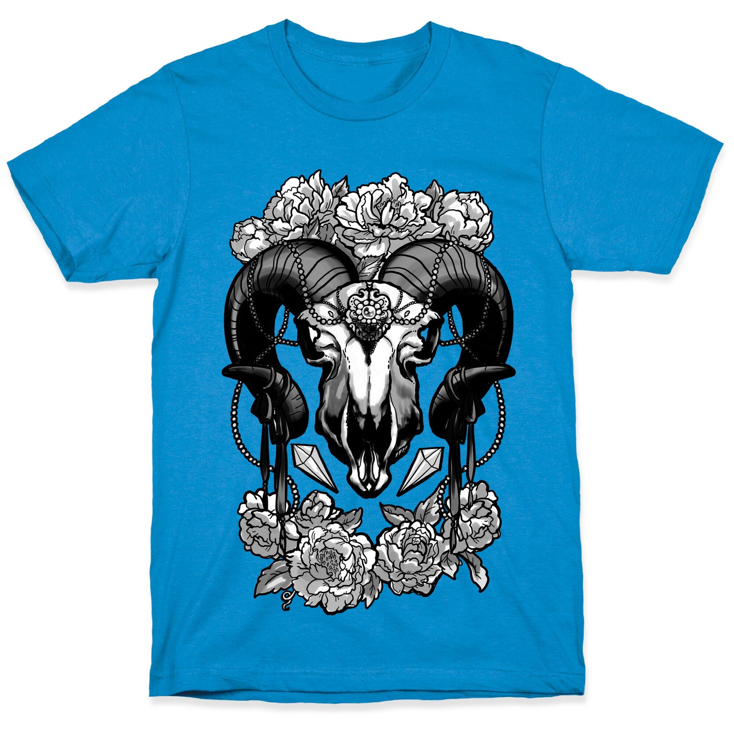 Flowery Ram Skull T-Shirt