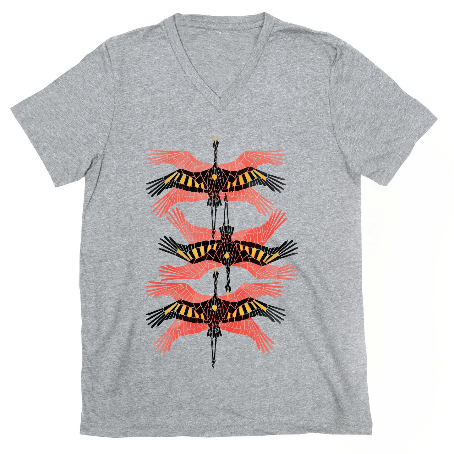 Geometric Deco Flying Cranes V-Neck