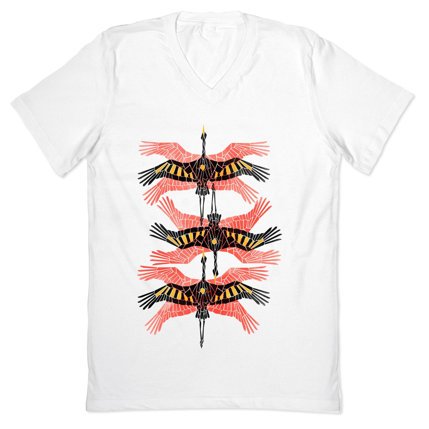 Geometric Deco Flying Cranes V-Neck