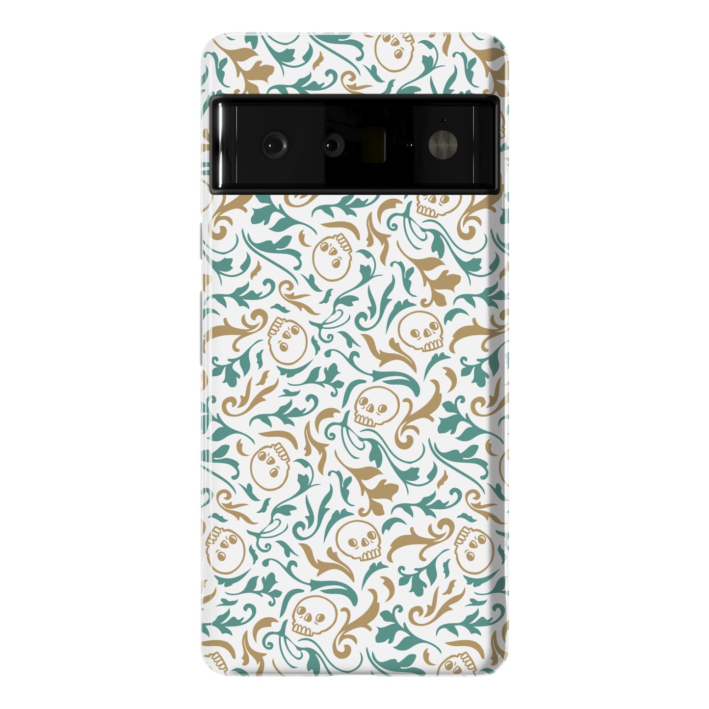 Filigree Flowers and Skulls Pattern Phone Case