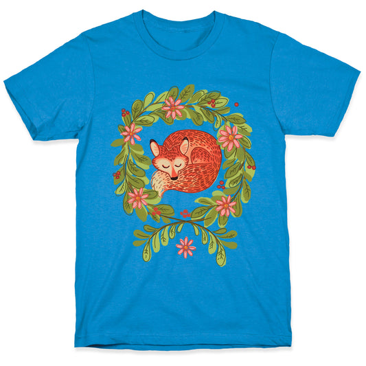 Sleeping Fox Wreath T-Shirt