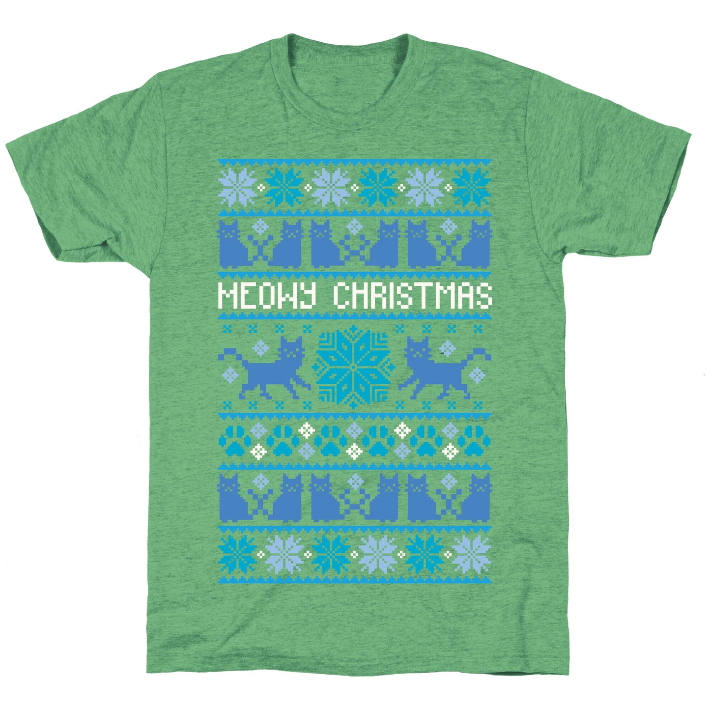 Meowy Christmas Cat Sweater Pattern Unisex Triblend Tee