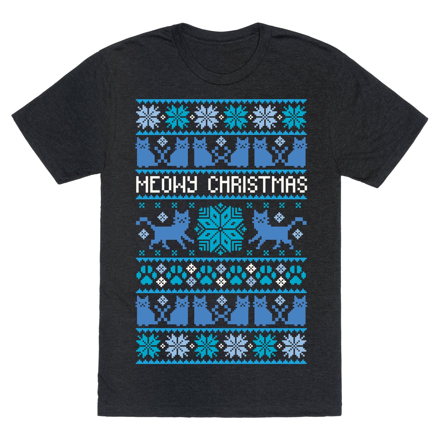 Meowy Christmas Cat Sweater Pattern Unisex Triblend Tee