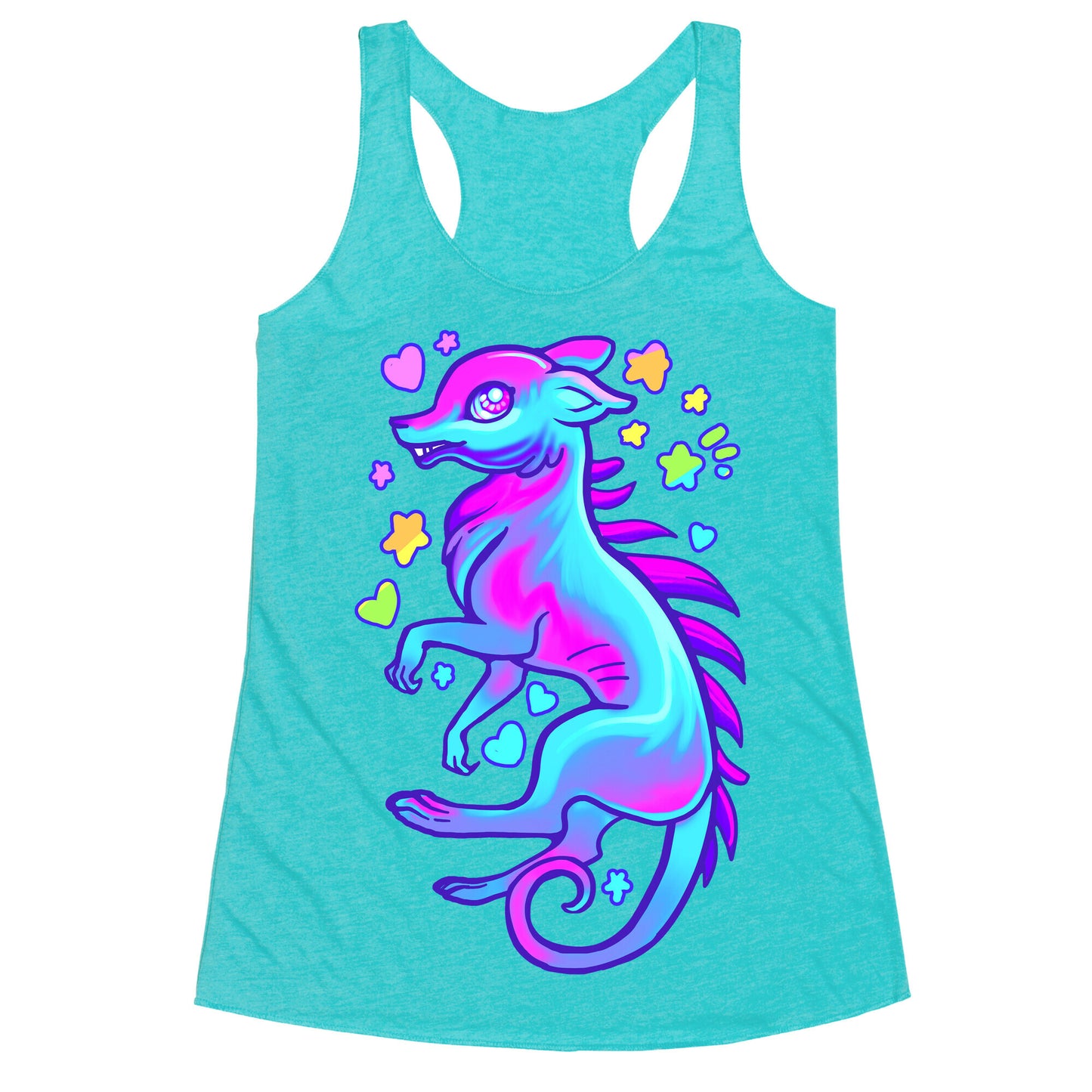 Neon Rainbow Chupacabra Racerback Tank