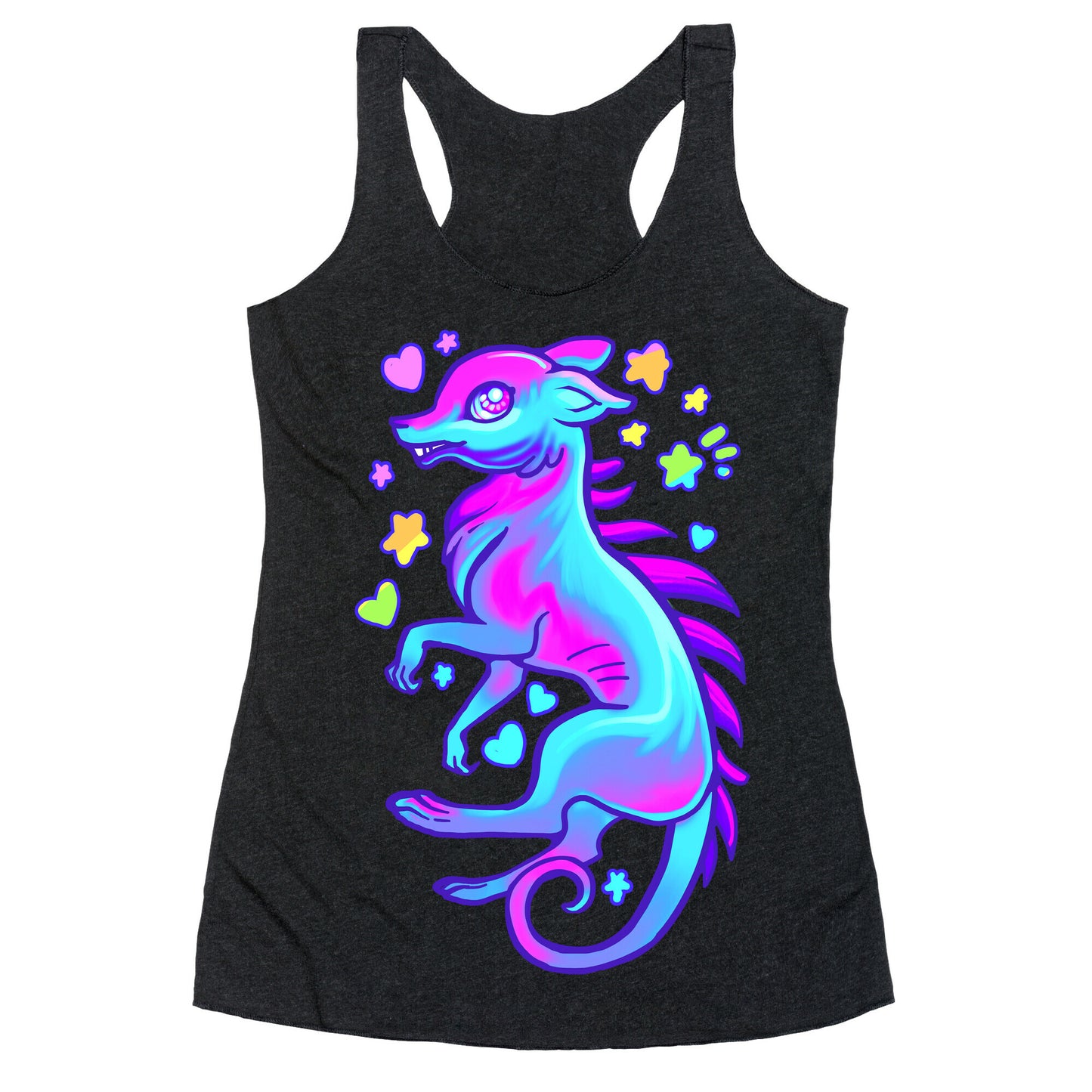 Neon Rainbow Chupacabra Racerback Tank