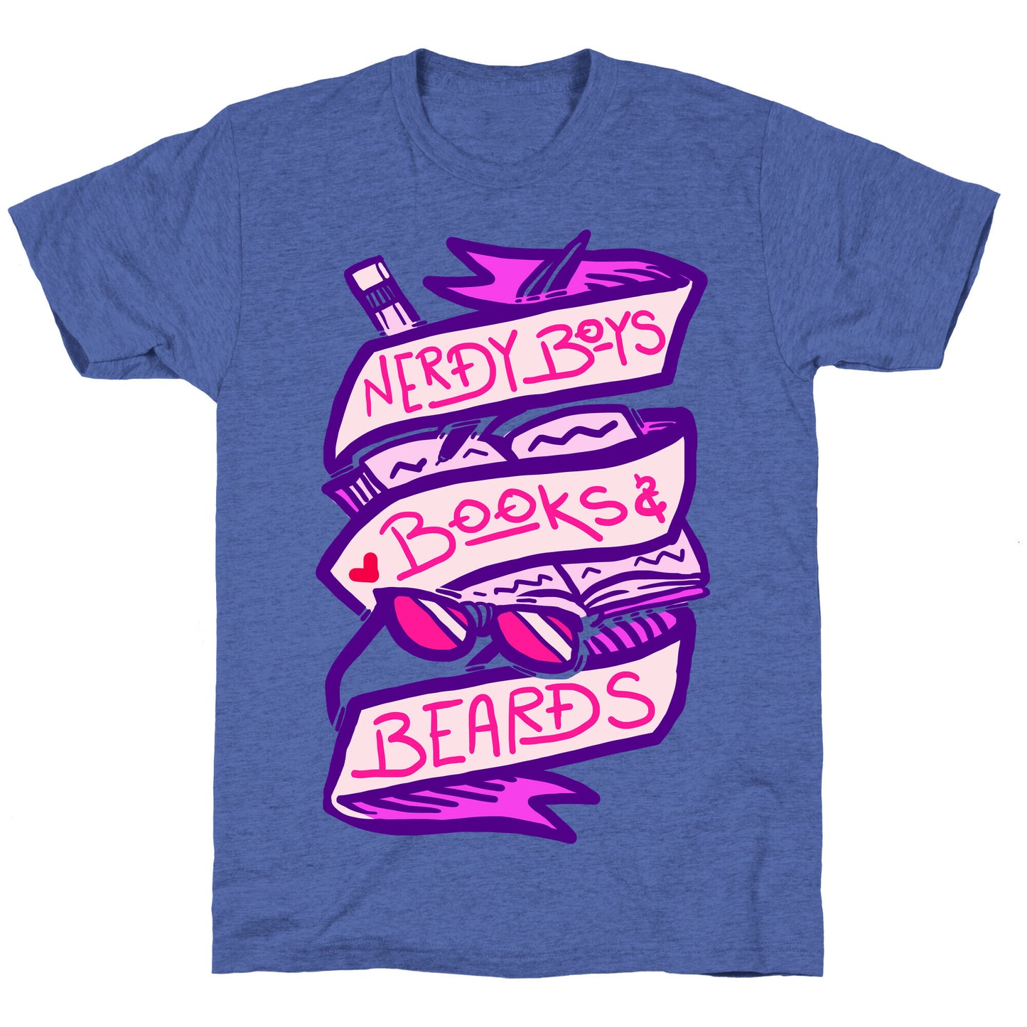 Nerdy Boys Books And Beards Unisex Triblend Tee