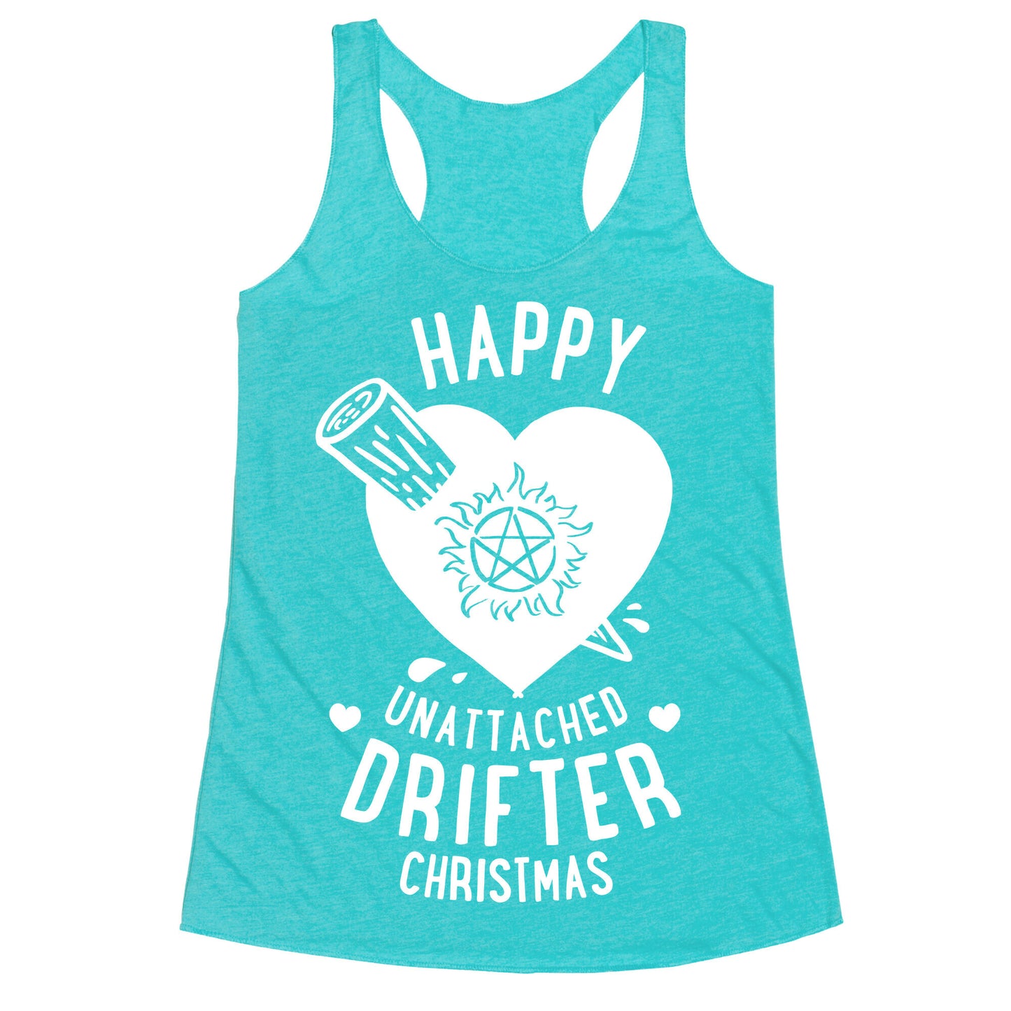 Happy Unattached Drifter Christmas Racerback Tank