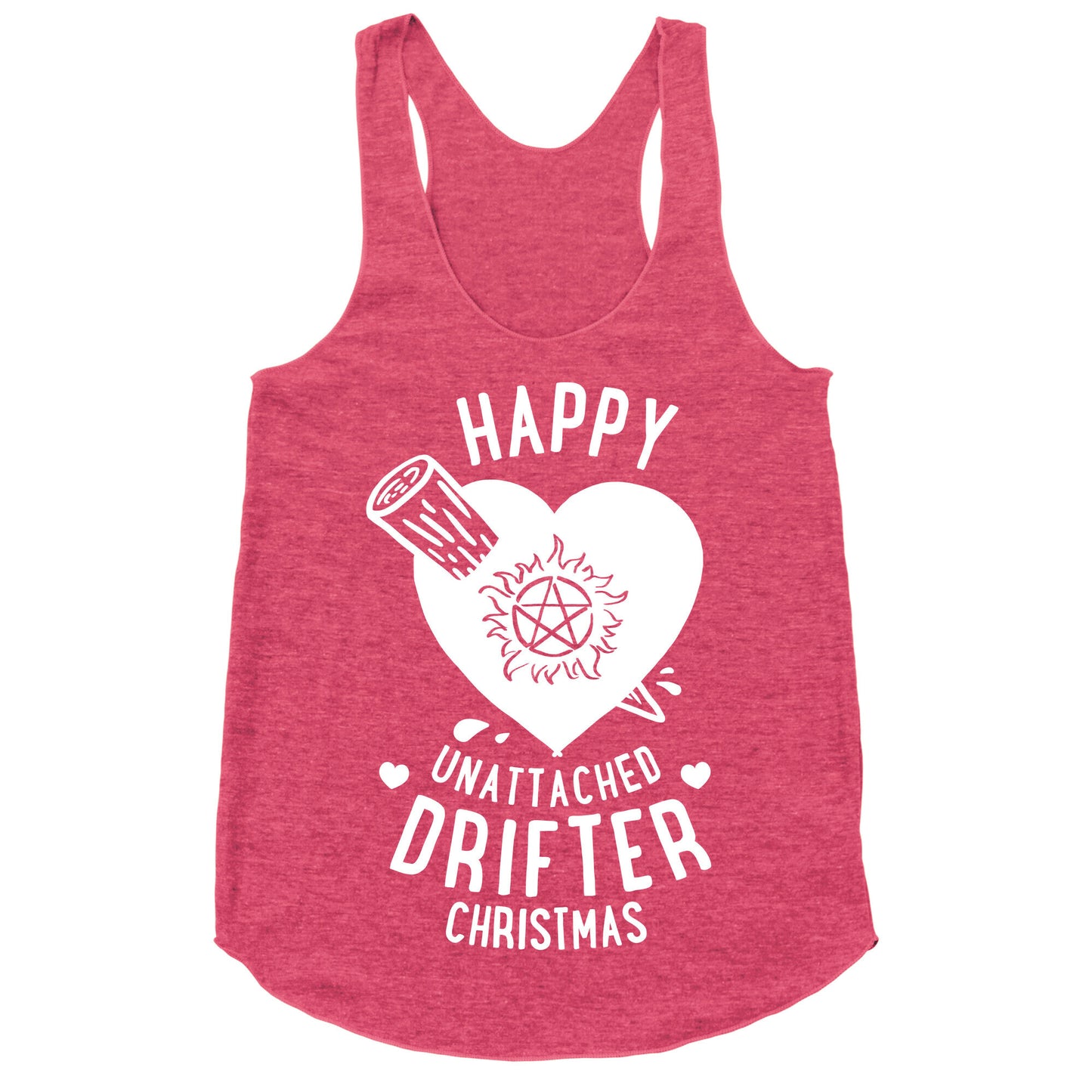 Happy Unattached Drifter Christmas Racerback Tank