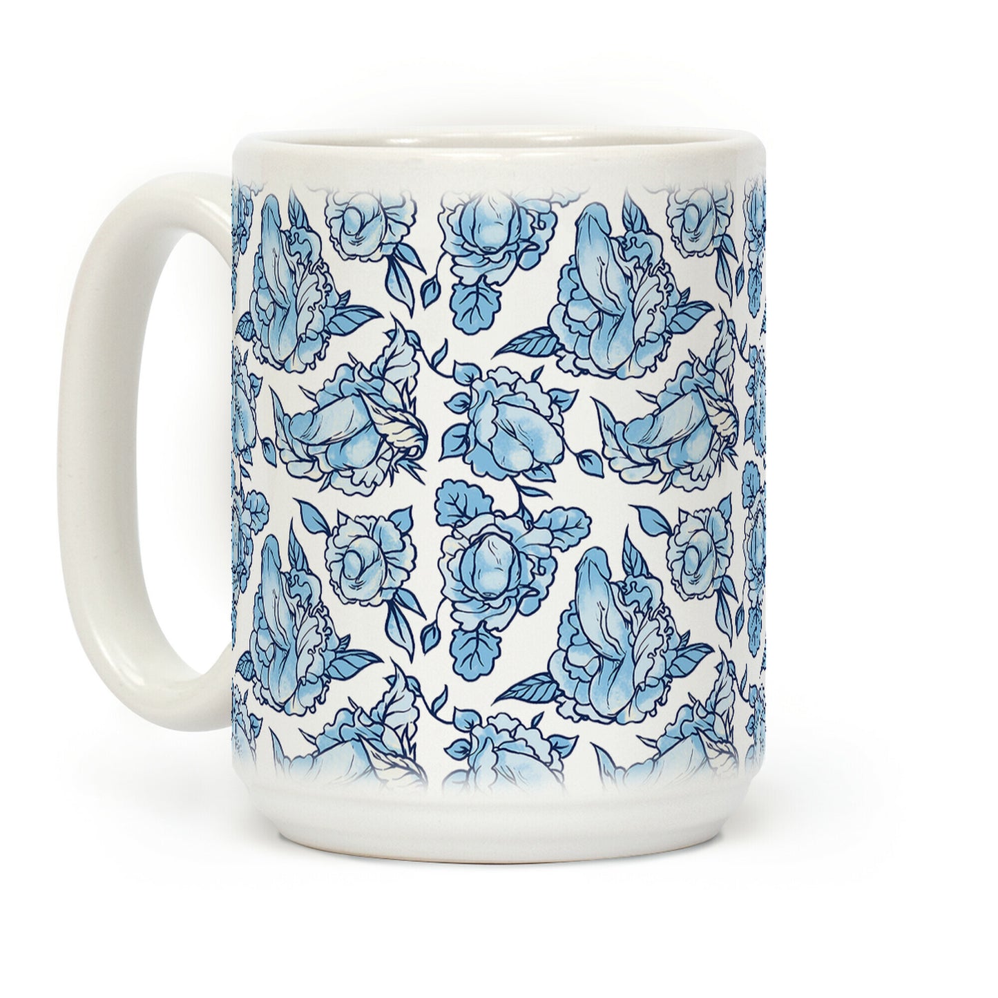 Floral Penis Blue Coffee Mug