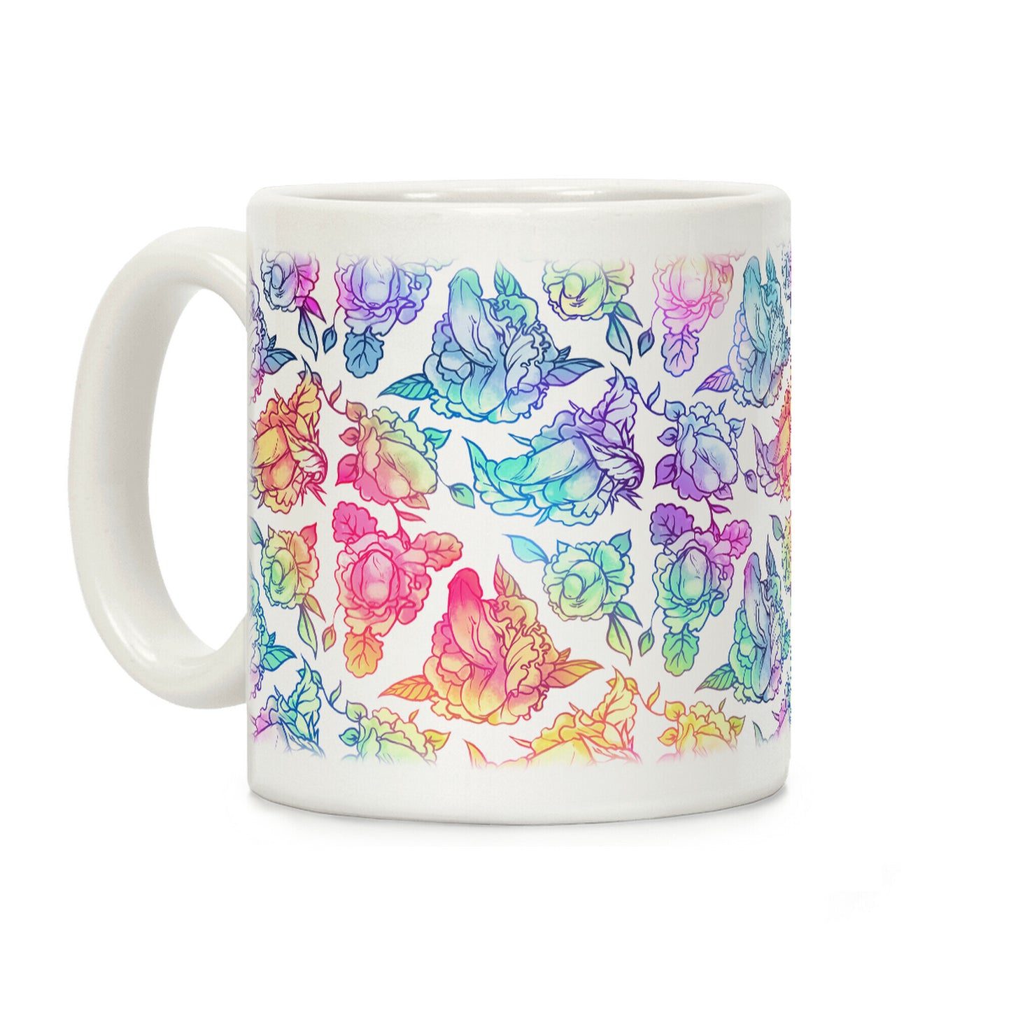 Floral Penis Rainbow Coffee Mug