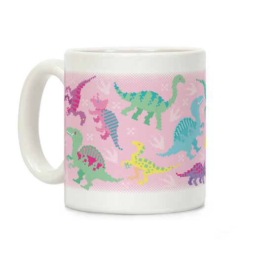 Cute Pastel Pixel Dinosaurs Coffee Mug