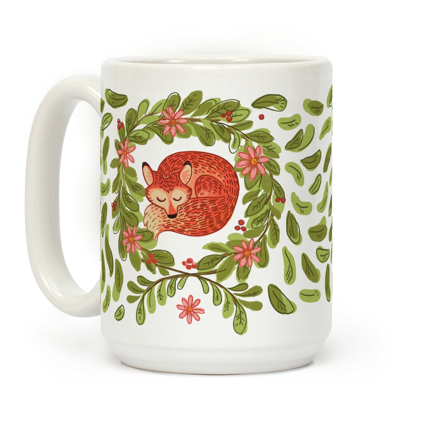Sleeping Fox Wreath Coffee Mug