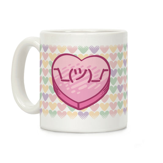 Shrug Emoticon Conversation Heart Coffee Mug