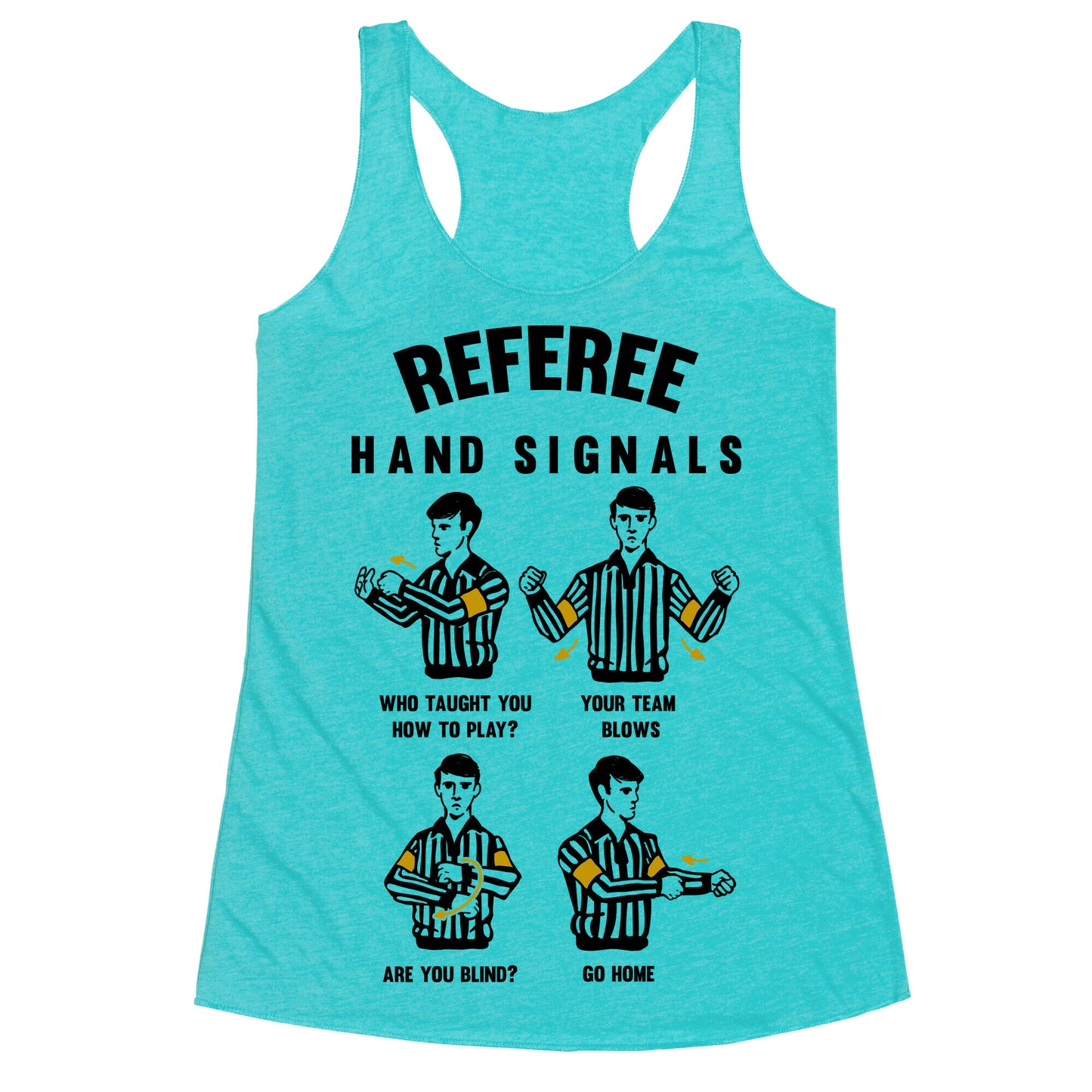 Funny Referee Hand Signals Racerback Tank