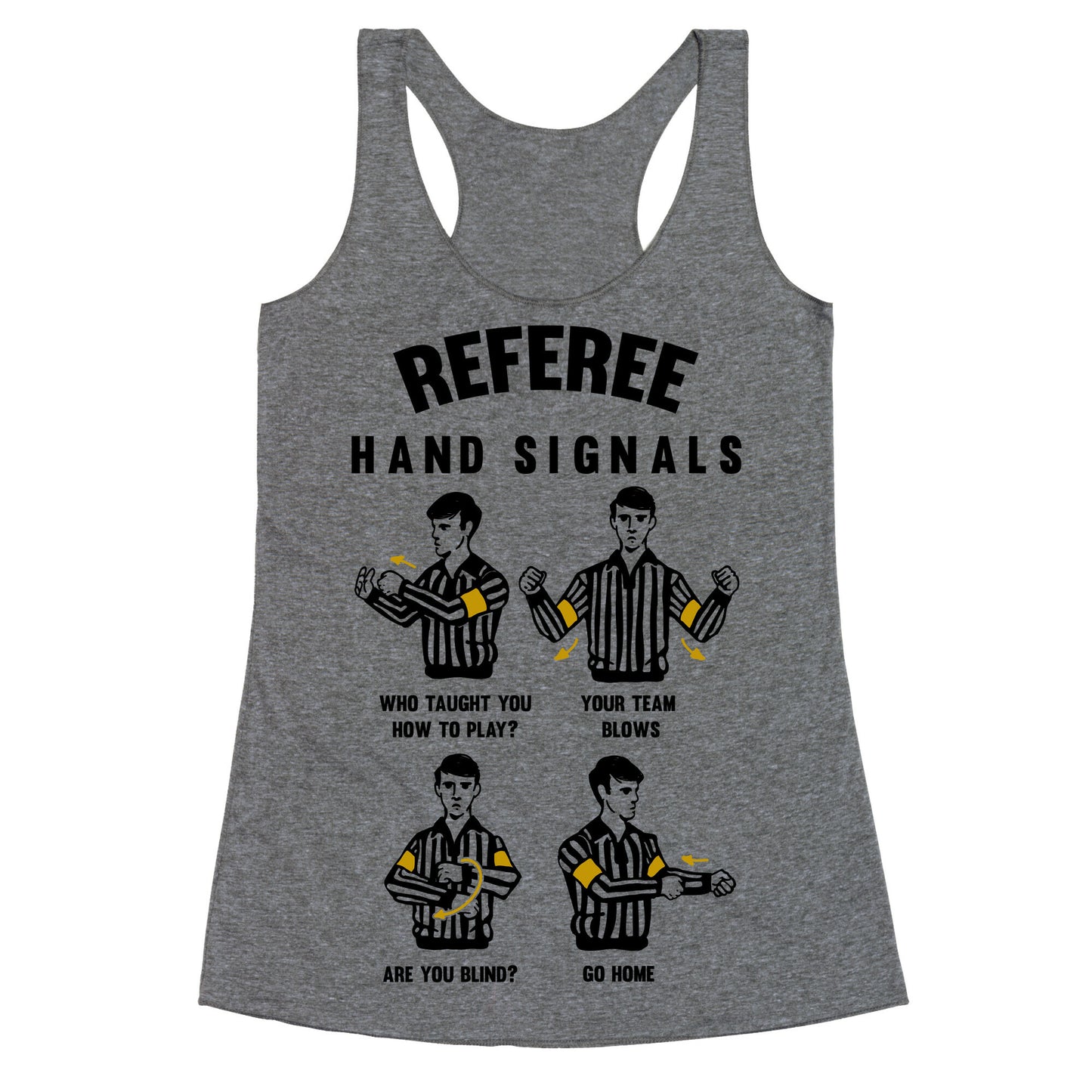 Funny Referee Hand Signals Racerback Tank