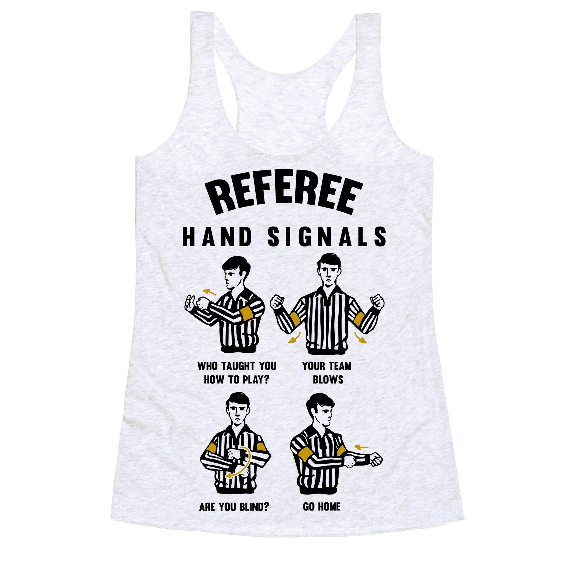 Funny Referee Hand Signals Racerback Tank