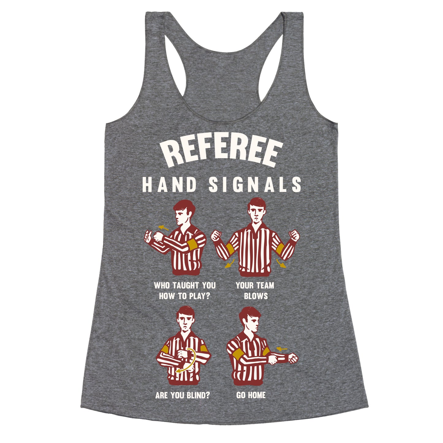 Funny Referee Hand Signals Racerback Tank