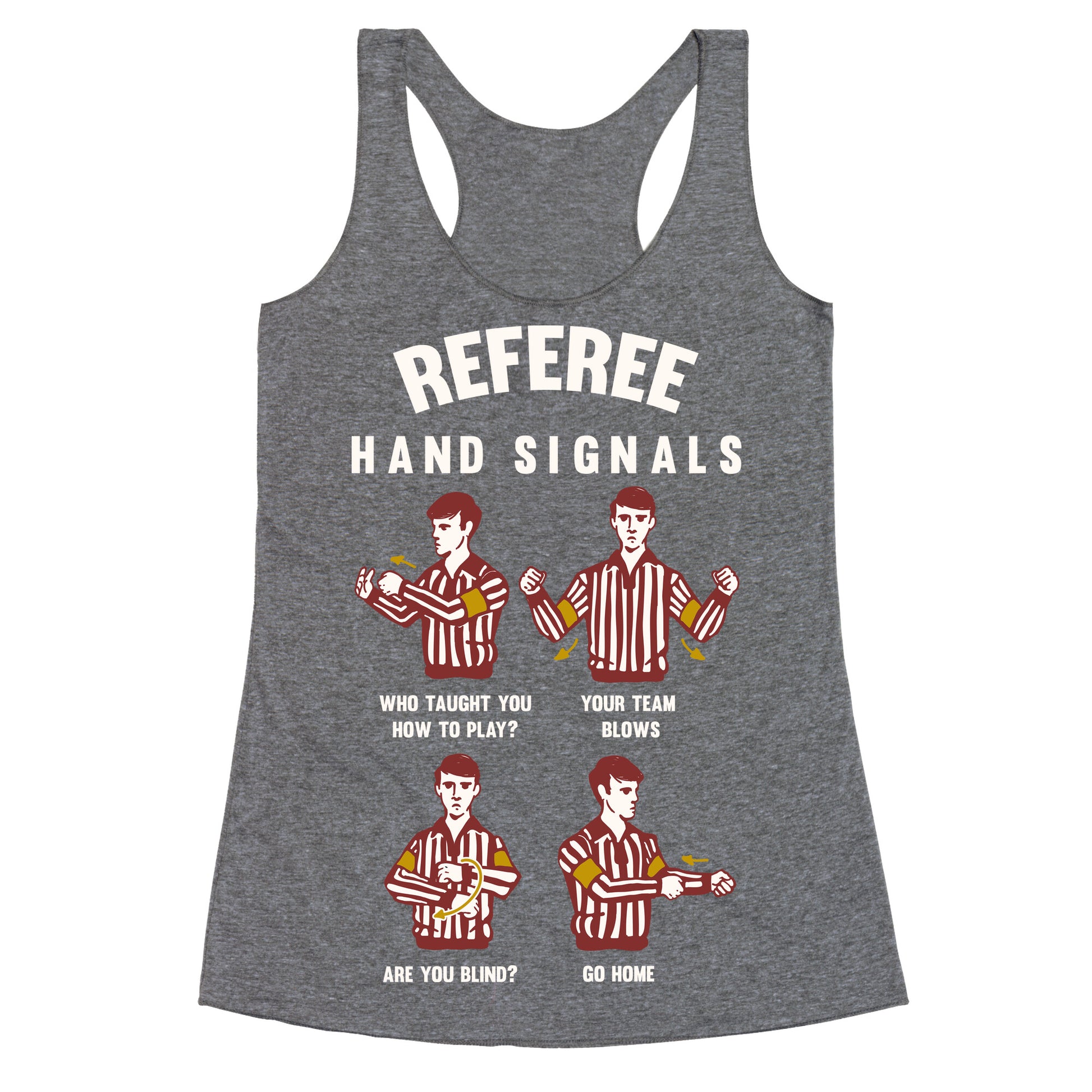 Funny Referee Hand Signals Racerback Tank