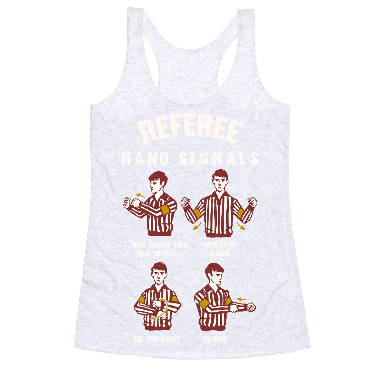 Funny Referee Hand Signals Racerback Tank