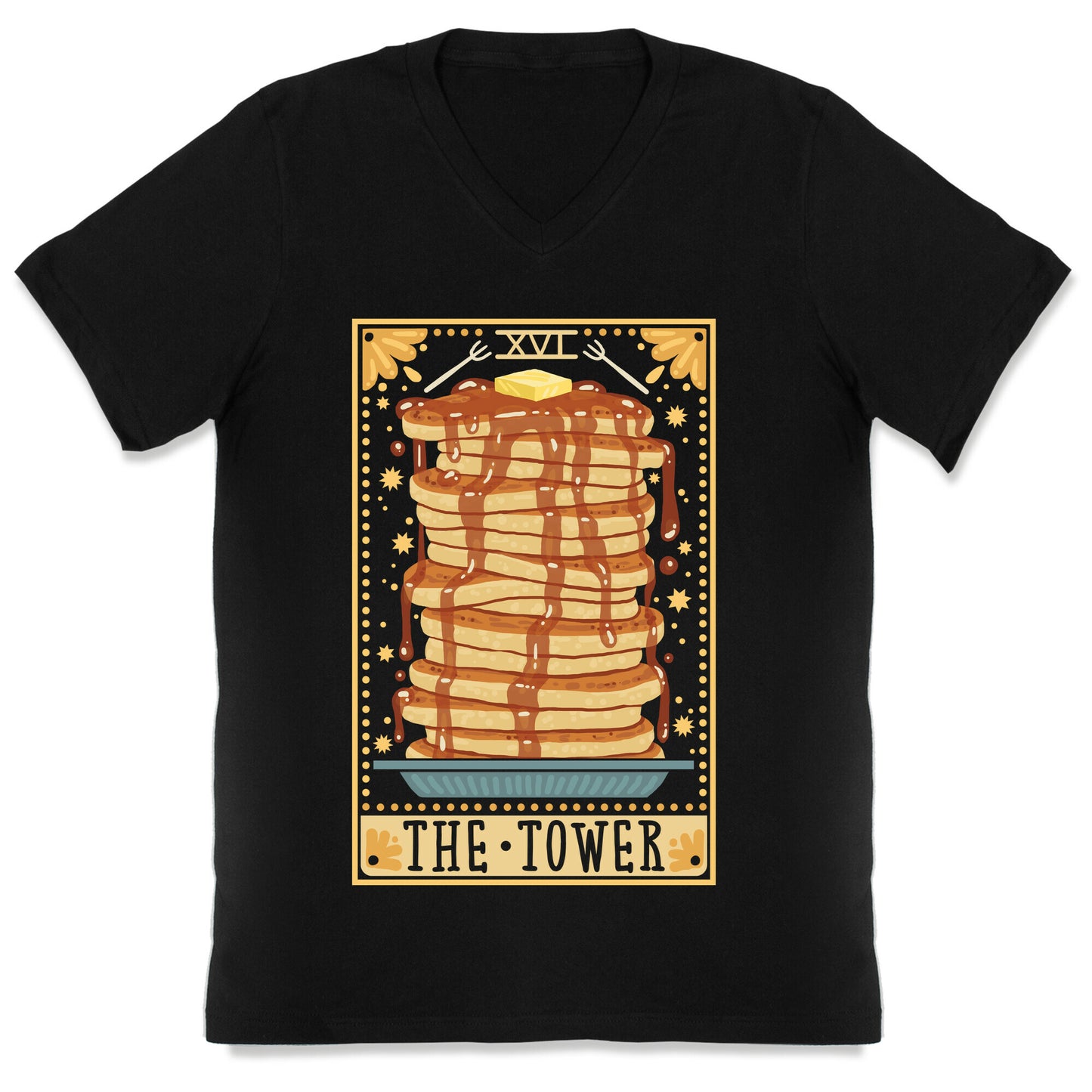Tarot Card: The Tower (Of Pancakes) V-Neck