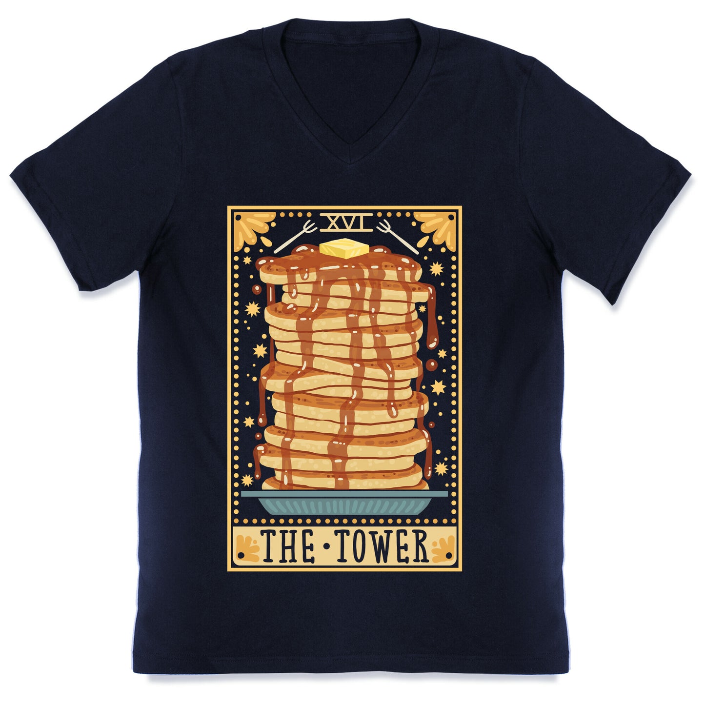 Tarot Card: The Tower (Of Pancakes) V-Neck