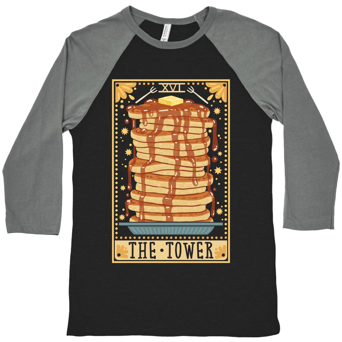 Tarot Card: The Tower (Of Pancakes) Baseball Tee
