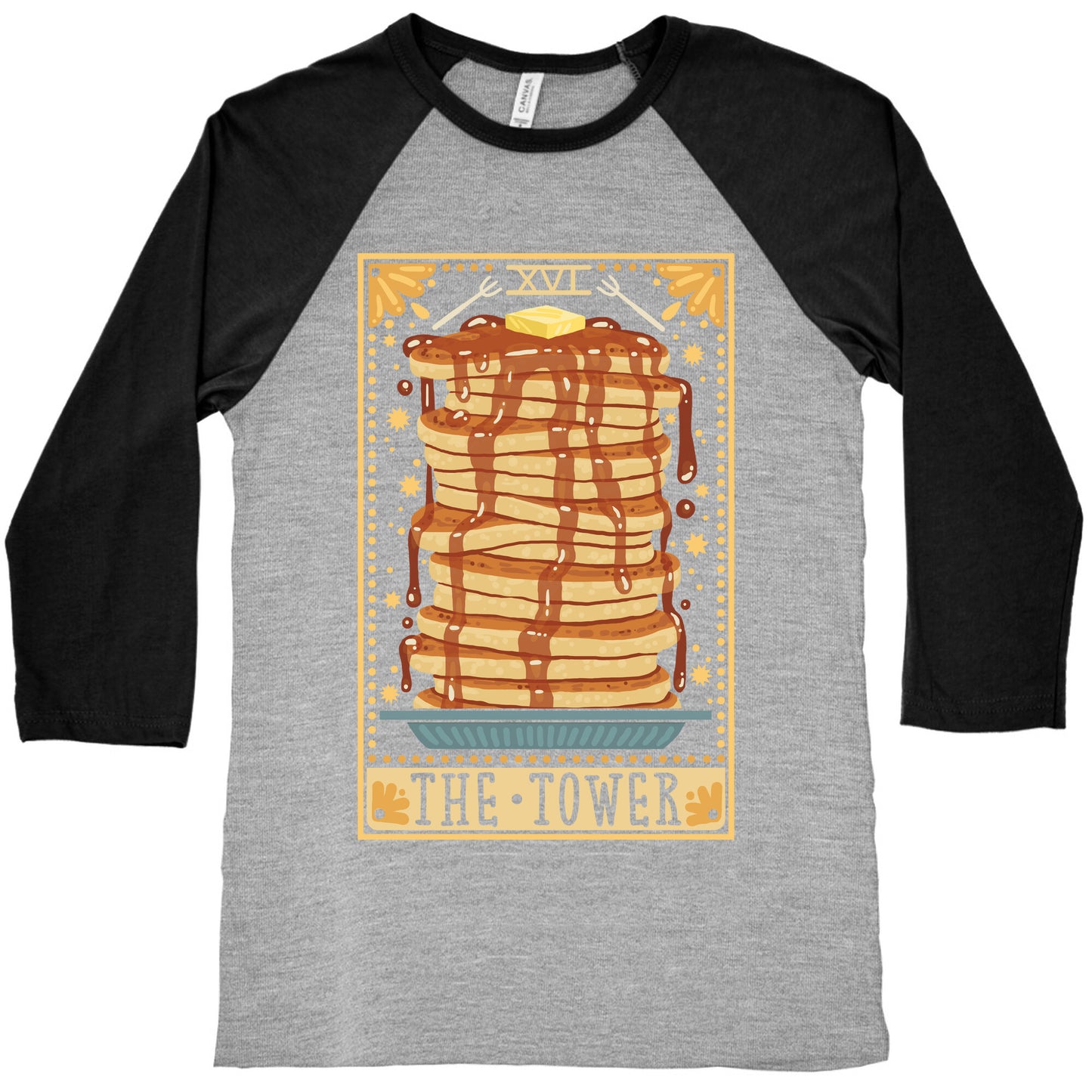 Tarot Card: The Tower (Of Pancakes) Baseball Tee
