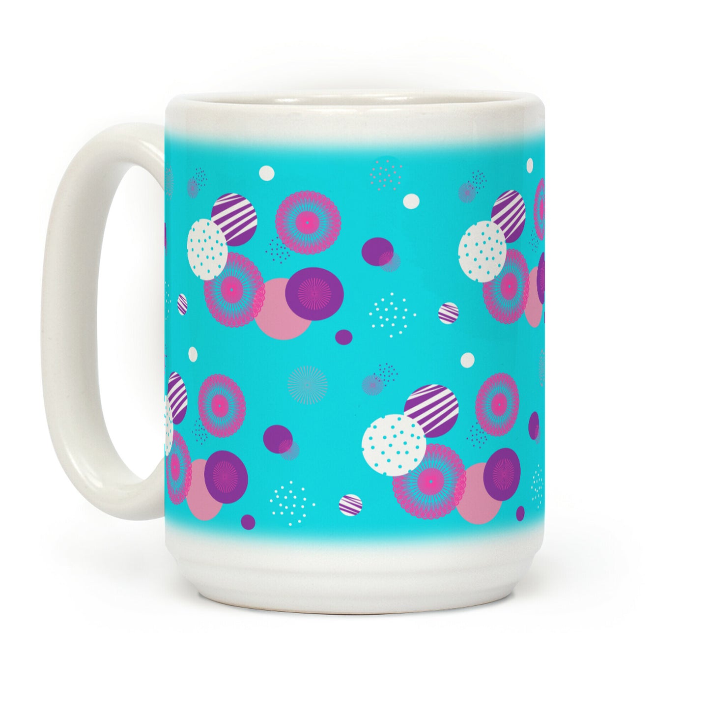 Sky Blue Radials and Circles Pattern Coffee Mug