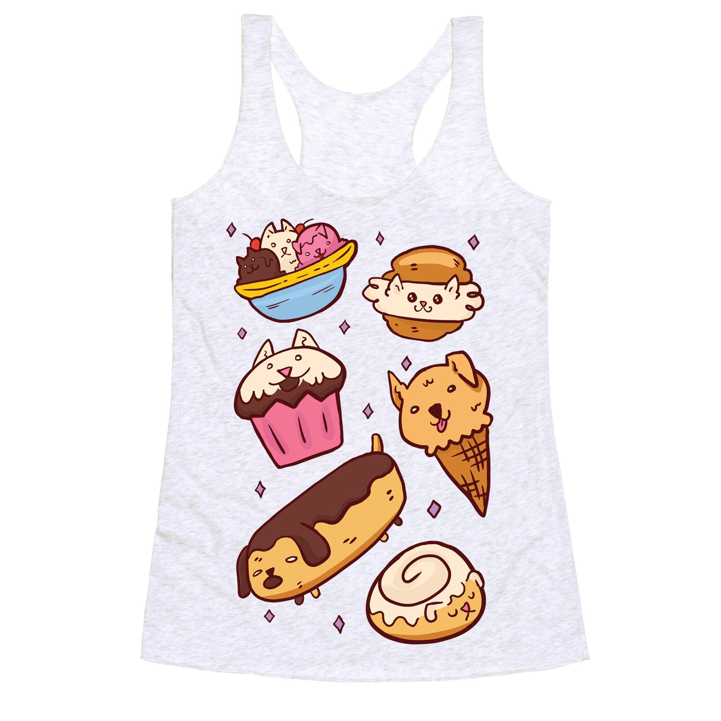 Kawaii Food Dogs Racerback Tank