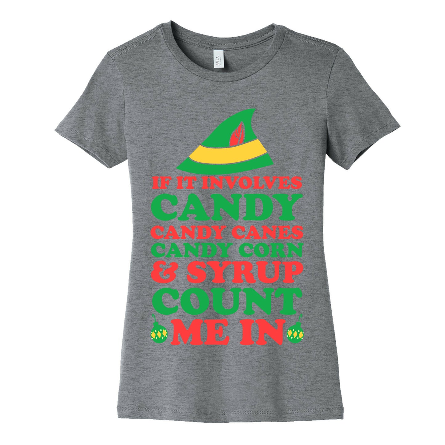 If It Involves Candy, Candy Canes, Candy Corns And Syrup Women's Cotton Tee