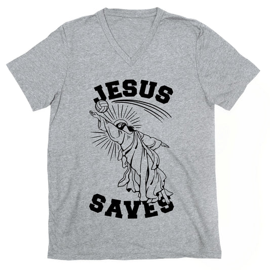 Jesus Saves (Volleyball) V-Neck