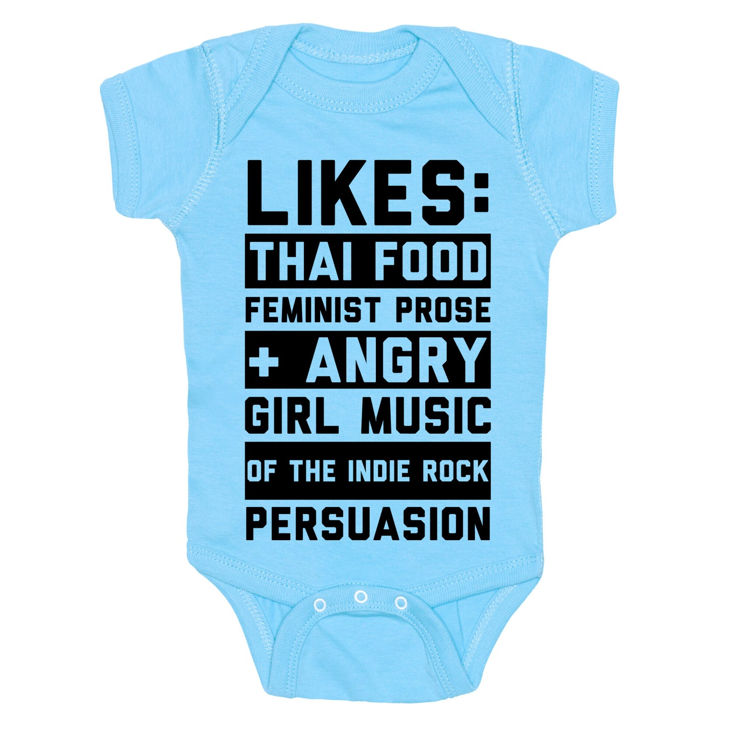 Likes Thai Food, Feminist Prose, and Angry Girl Music of the Indie Rock Persuasion Baby One Piece