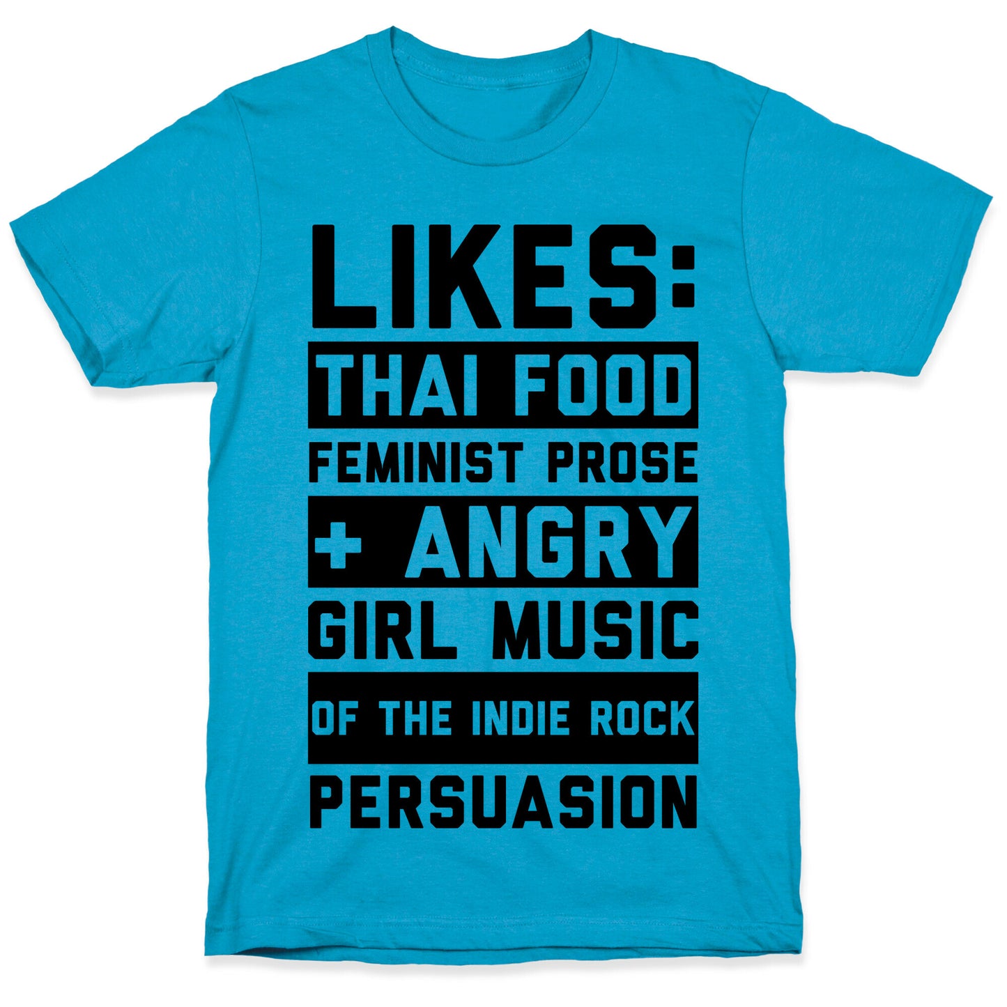 Likes Thai Food, Feminist Prose, and Angry Girl Music of the Indie Rock Persuasion Unisex Triblend Tee