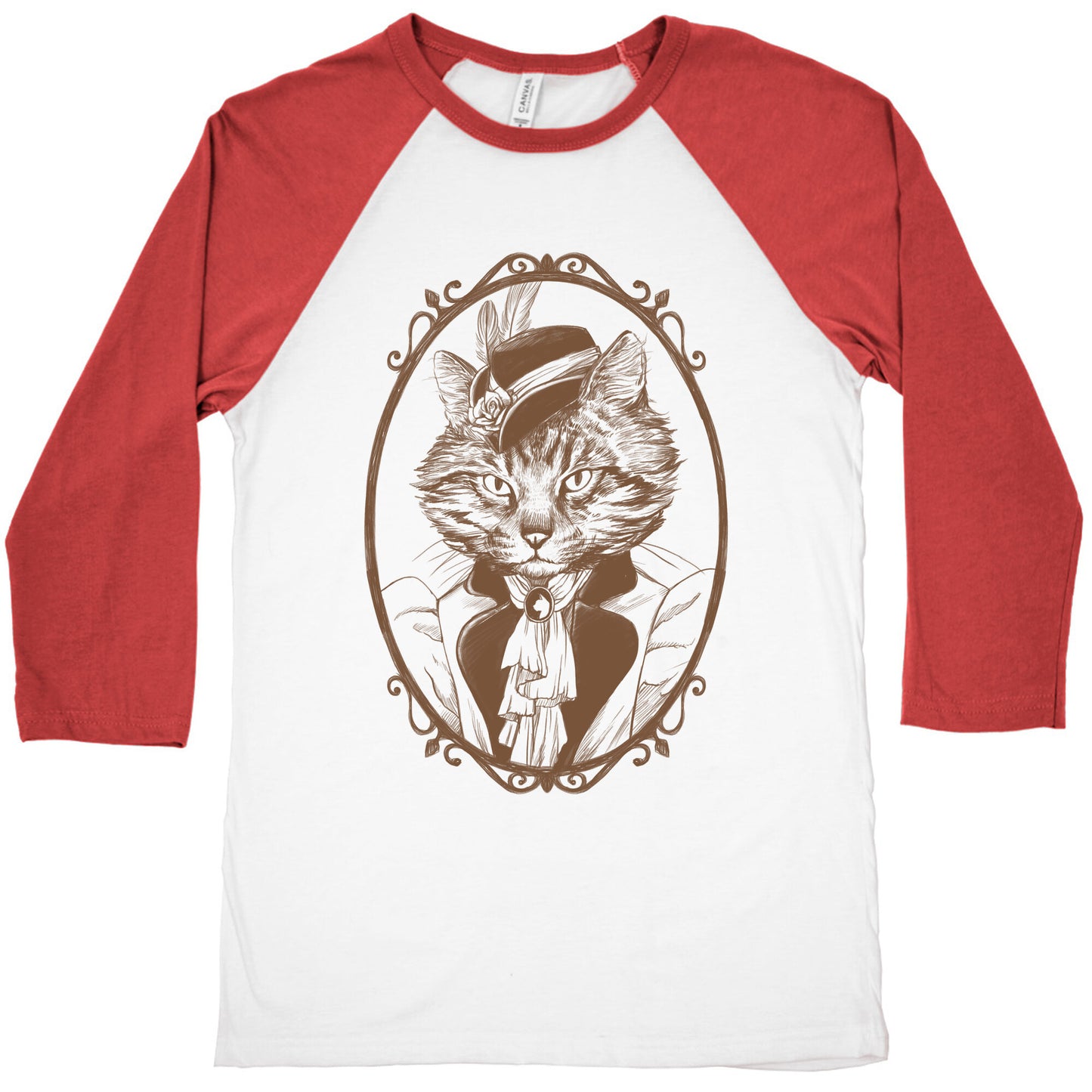 Victorian Portrait of Cat Lady Baseball Tee