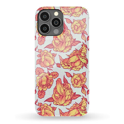 Floral Penis Pattern Orange Phone Case