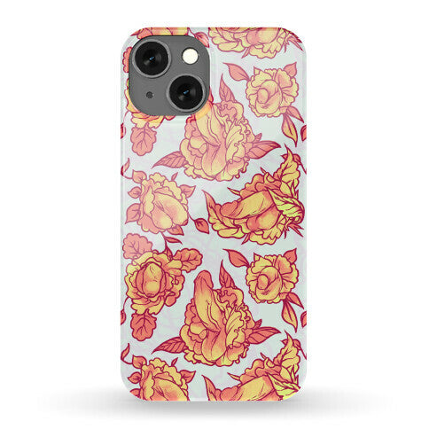 Floral Penis Pattern Orange Phone Case