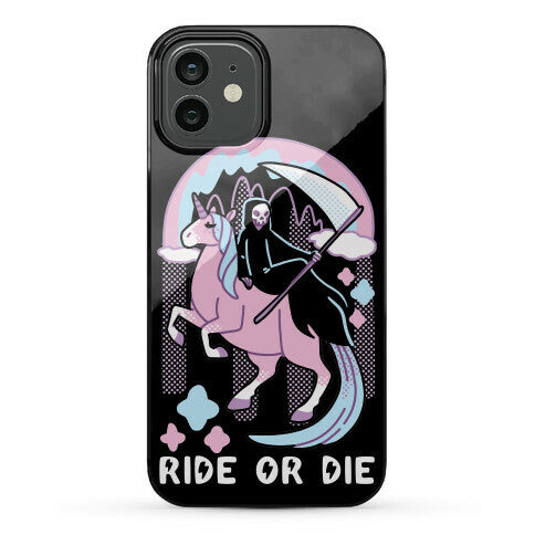 Ride or Die - Grim Reaper and Unicorn Phone Case