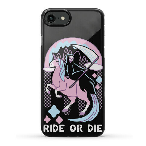 Ride or Die - Grim Reaper and Unicorn Phone Case