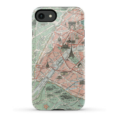 Vintage Paris Map Phone Case