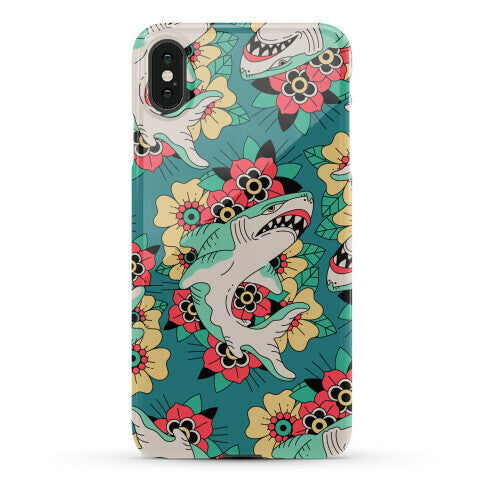 Floral Shark Traditional Tattoo Phone Case