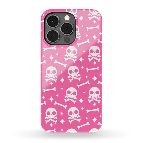 Cute Skull N' Bones Pattern (Pink) Phone Case