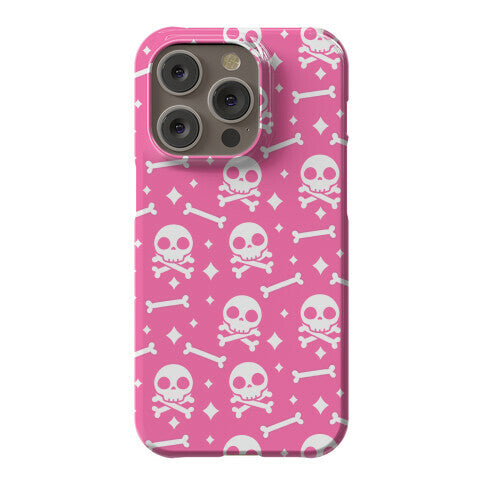 Cute Skull N' Bones Pattern (Pink) Phone Case