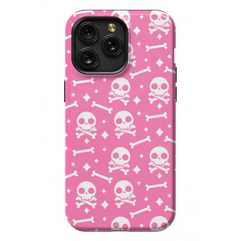 Cute Skull N' Bones Pattern (Pink) Phone Case