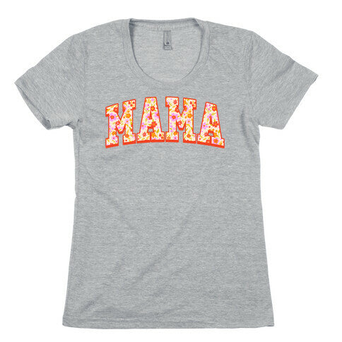 Floral Mama Text Womens Cotton Tee
