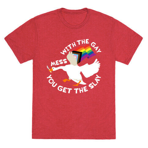 Mess With The Gay You Get The Slay Goose Unisex Triblend Tee