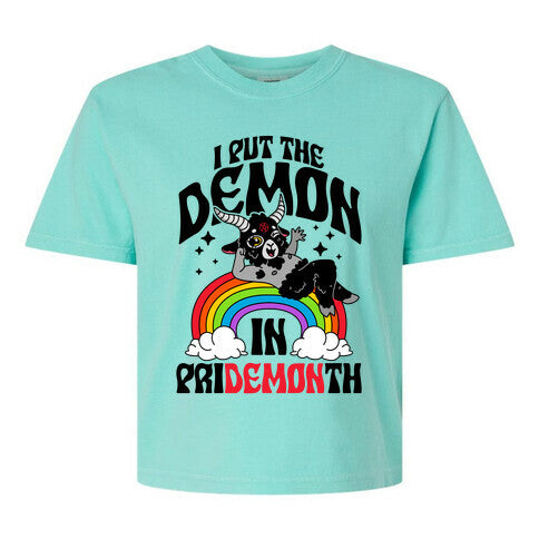 Baphomet I Put The Demon In Pride Month Women's Comfort Colors Heavyweight Boxy Tee