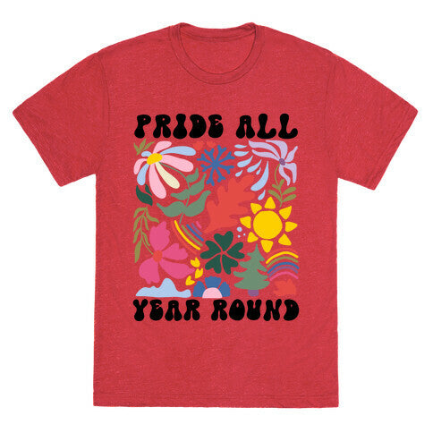 Pride All Year Round Abstract Florals Unisex Triblend Tee