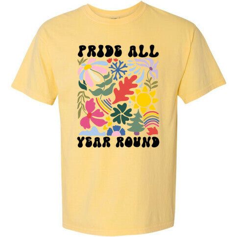 Pride All Year Round Abstract Florals Comfort Colors Heavyweight Tee