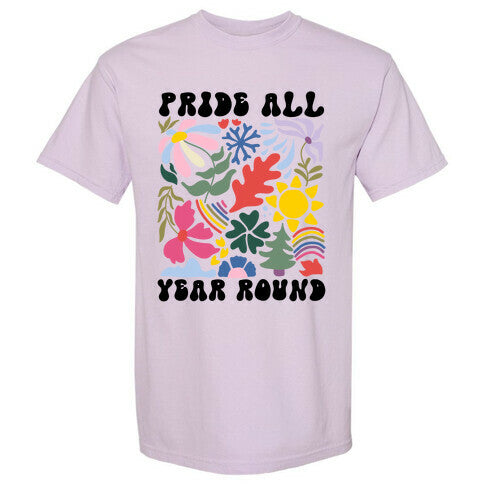 Pride All Year Round Abstract Florals Comfort Colors Heavyweight Tee