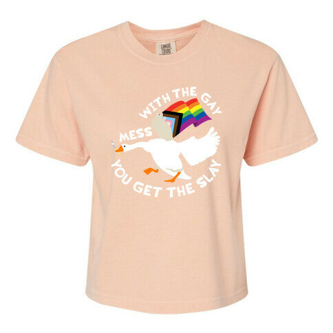 Mess With The Gay You Get The Slay Goose Women's Comfort Colors Heavyweight Boxy Tee